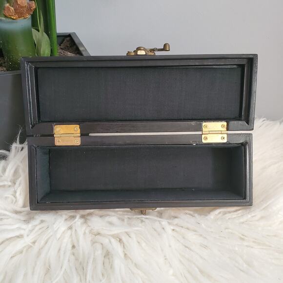 Gold Foil Black Cushioned Wooden Trinket Box - Picture 9 of 11